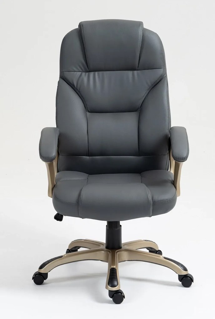 DESMOND Scaun directorial, recliner, pivotant, inaltime reglabila, rezistent 150 kg, piele PU, Gri