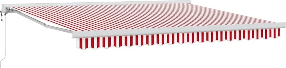 vidaXL Cortina Retractabilă Roșu și Alb 400 × 300 cm Stofă și Metal
