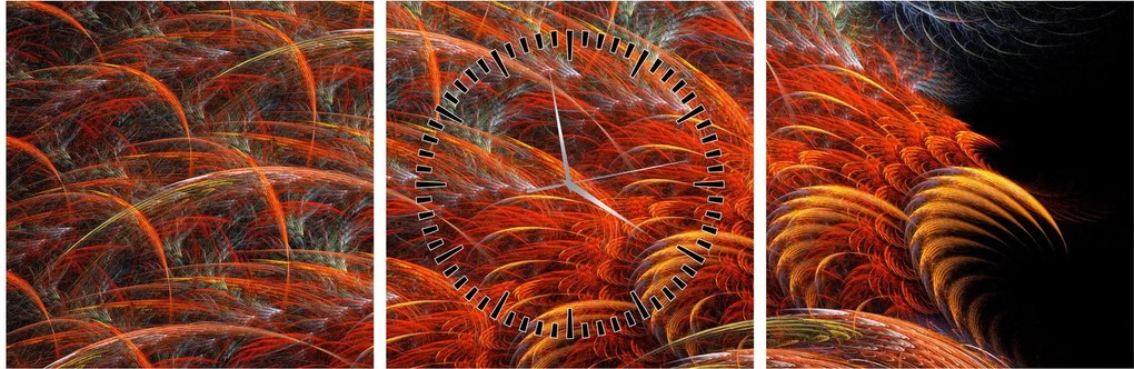 Tablou - Pene de imitație abstractă (cu ceas) (90x30 cm)