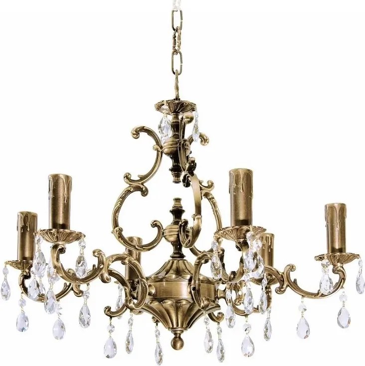 Candelabru 6 brate din alama si cristal Venezia