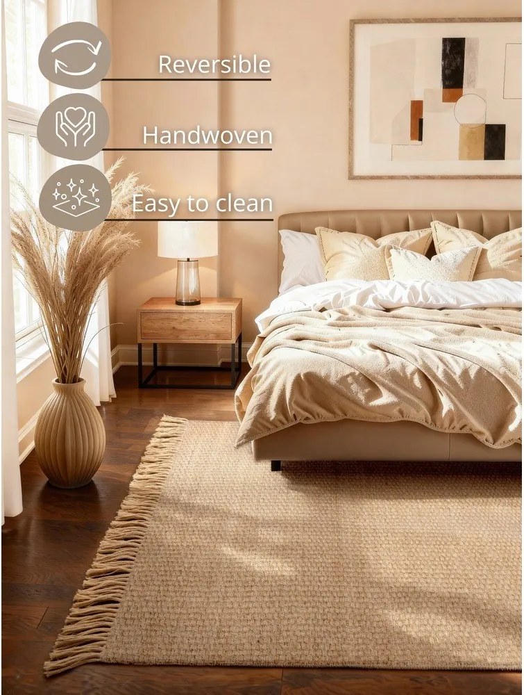 Covor în culoare naturală reversibil/țesut manual din iută 160x230 cm Fjord – Hanse Home