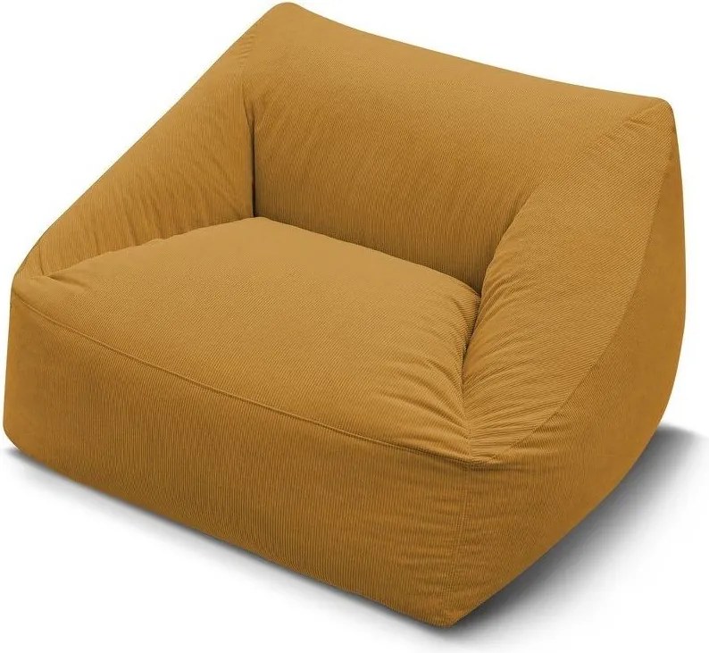 Fotoliu bean bag galben cu tapițerie din catifea reiată Lilibet – Bobochic Paris