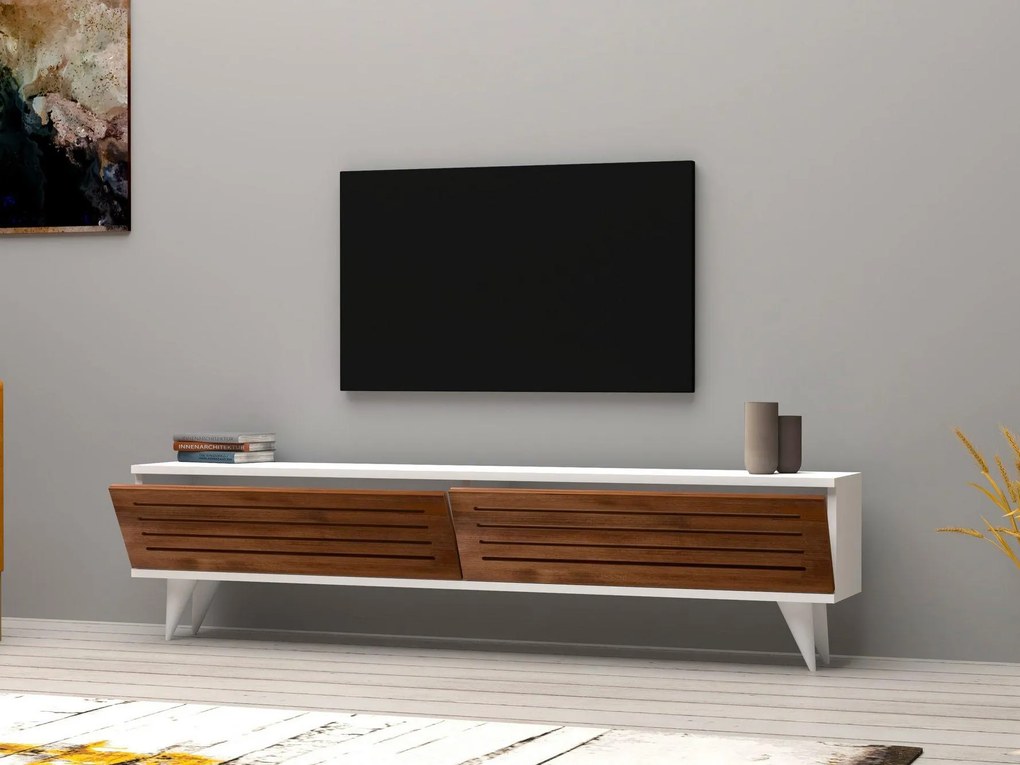 Masă TV/Dulap Vukaki (Nuc + alb) . 1095186