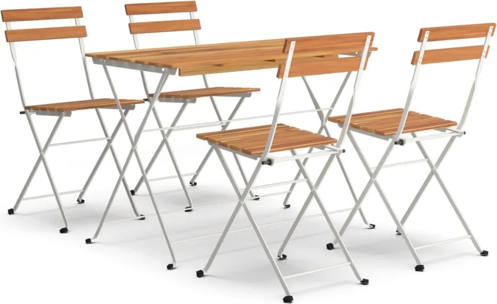vidaXL Set de bistro pliabil, 5 piese, lemn masiv de acacia și oțel