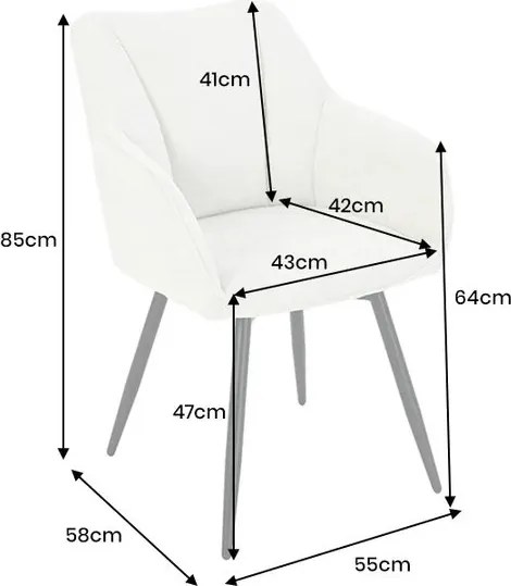 Set de 2 scaune pivotante, Metal Negru, Chenille Sampanie, AVIGNON A-46470 VC