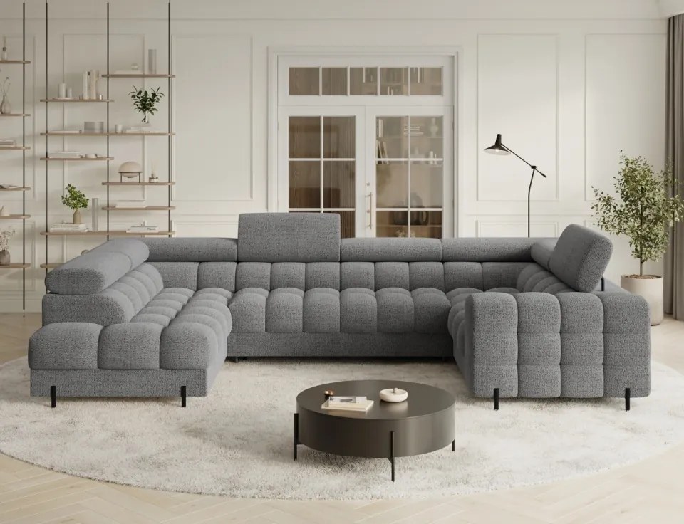 Colțar extensibil, cu spatiu pentru depozitare, 346x205x93 cm, Fectory LT, Eltap (Culoare: Alb / Royal 01)