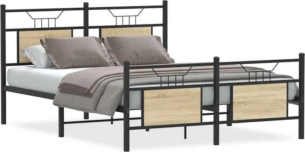 vidaXL Cadru pat fără saltea stejar sonoma 140x200 cm lemn prelucrat