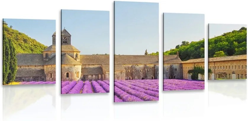 Tablou 5-piese Provence cu câmpuri de lavandă