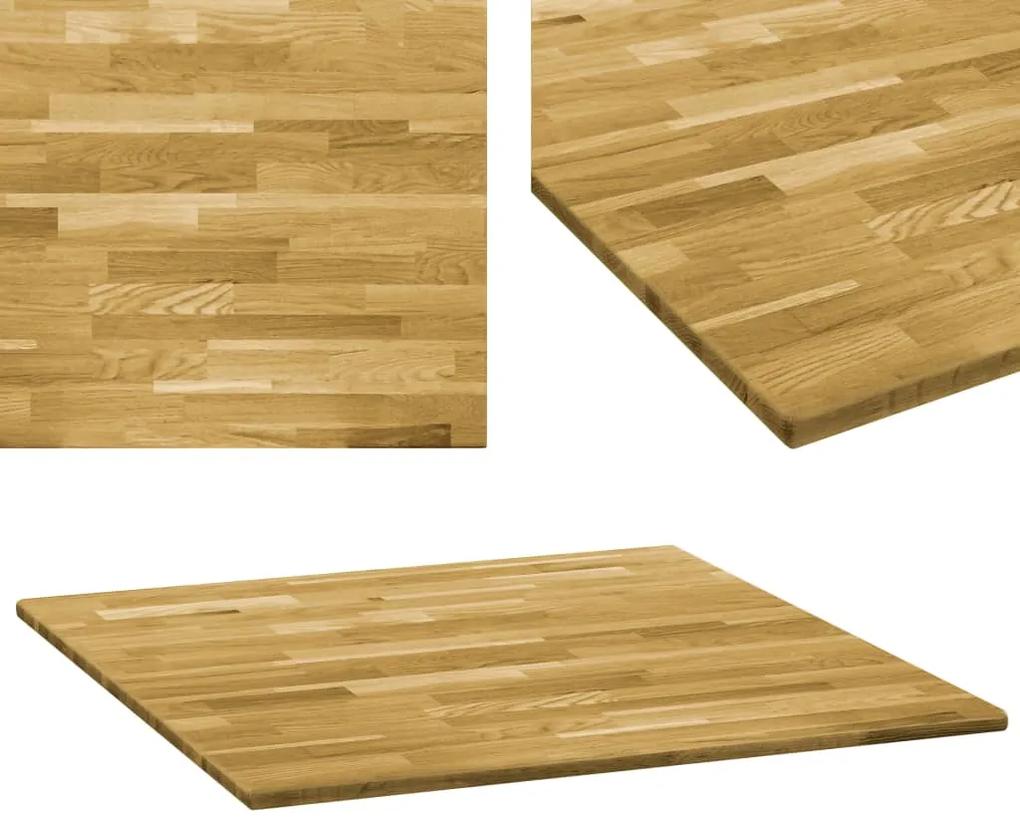 245987 vidaXL Blat de masă, lemn masiv de stejar, pătrat, 23 mm, 70x70 cm