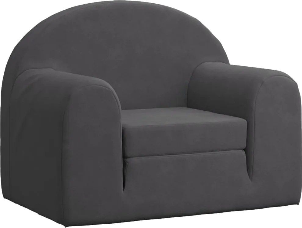 vidaXL Canapea extensibilă pentru copii, antracit, pluș moale