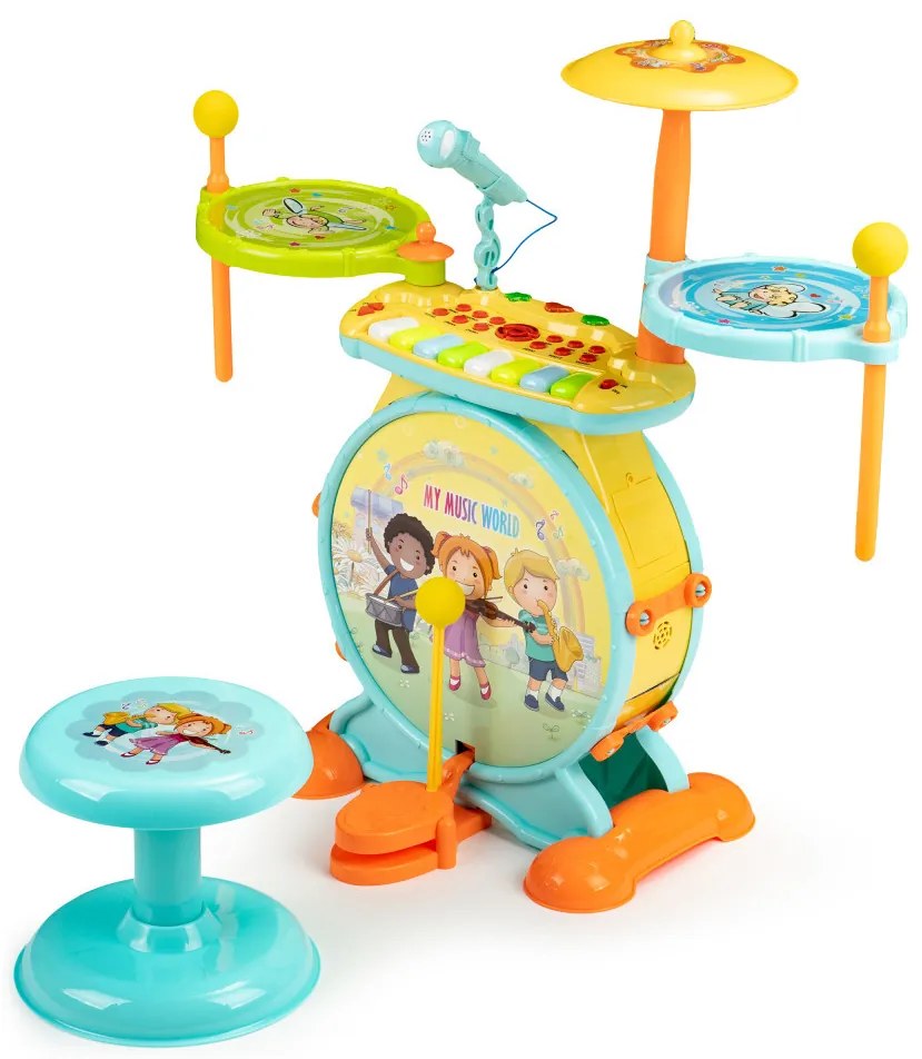 Drum set pian karaoke microfon 2 în 1 mp3 LED