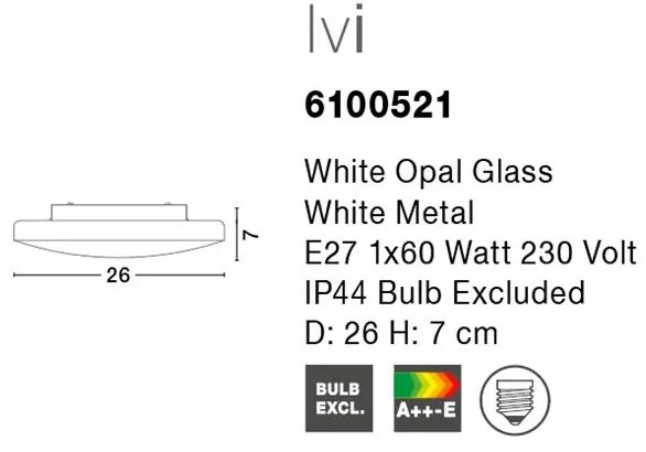 Plafoniera pentru baie moderna IP44 Ivi 26cm NVL-6100521