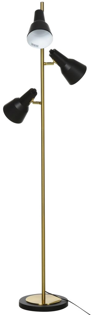 Lampa de podea de 150 cm cu 3 abajururi reglabile, baza rotunda, metal, bronz, 32x32x150 cm HOMCOM | Aosom RO