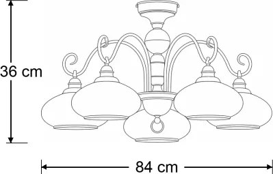Brilagi - Lustră aplicată MOLLERO 5xE27/15W/230V Ø 84 cm bronz/patină