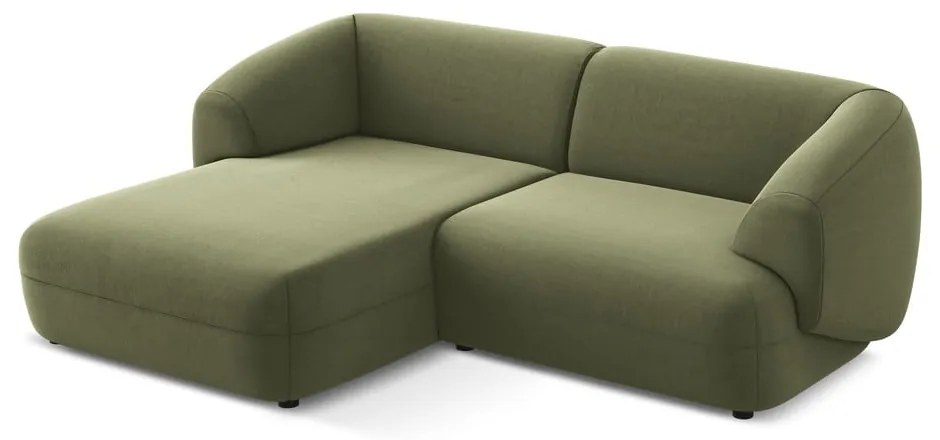 Colțar verde cu tapițerie din catifea (cu colț pe partea stângă) Moana – Makamii