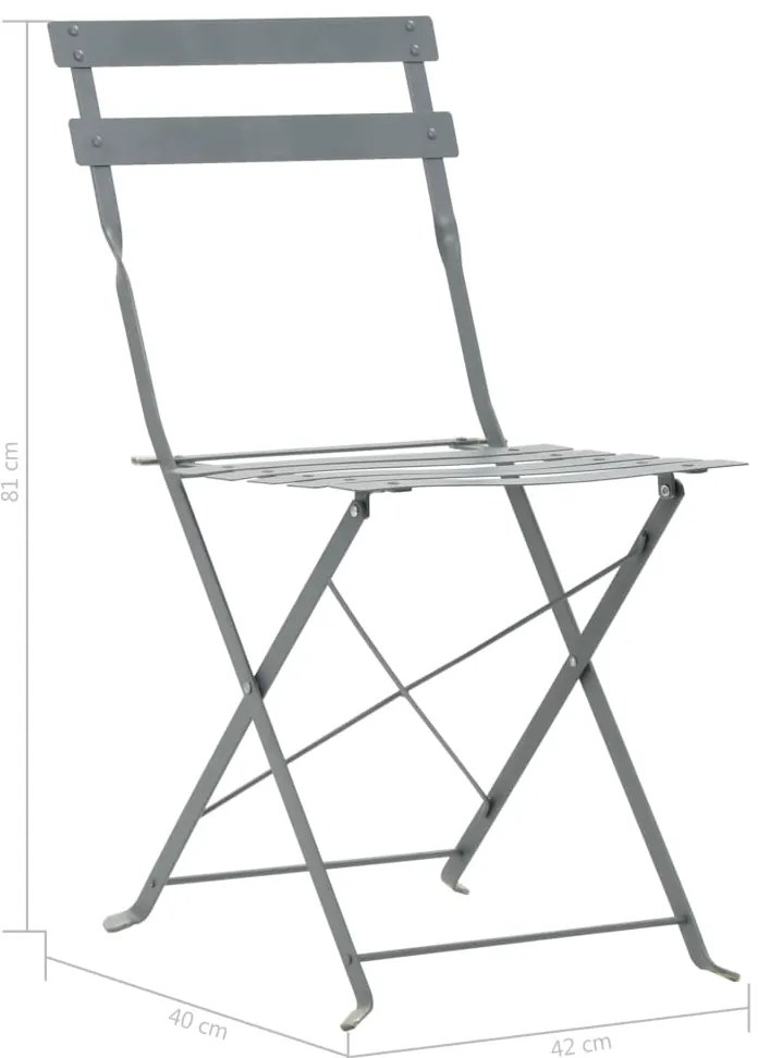 Set pliabil din 3 piese din metal Culoare gri, METALLI