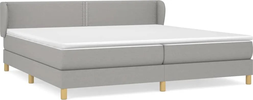 vidaXL Pat box spring cu saltea, gri deschis, 200x200 cm, textil
