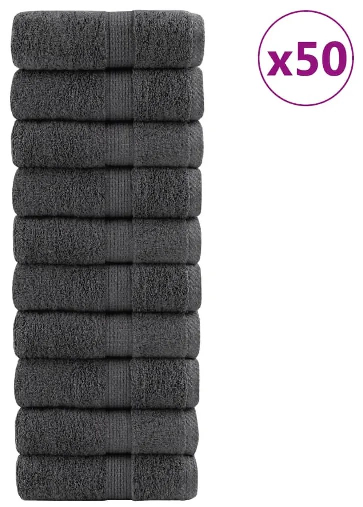 vidaXL Prosoape de baie premium SOLUND, 50 buc., antracit, 30x30 cm, 600 g/m²
