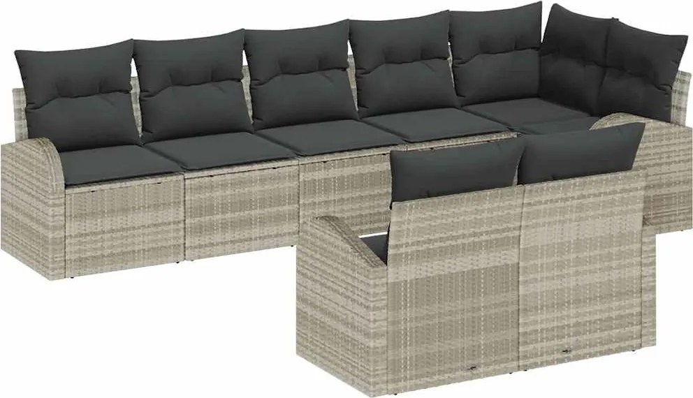 vidaXL Set de canapele pentru grădină 8 pcs Gri deschis poliratan