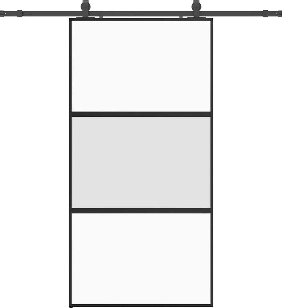 vidaXL Ușă glisantă cu set de feronerie neagră sticlă securizată