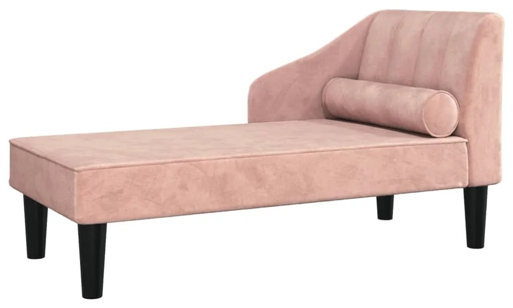 340718 vidaXL Șezlong cu suport, roz, catifea
