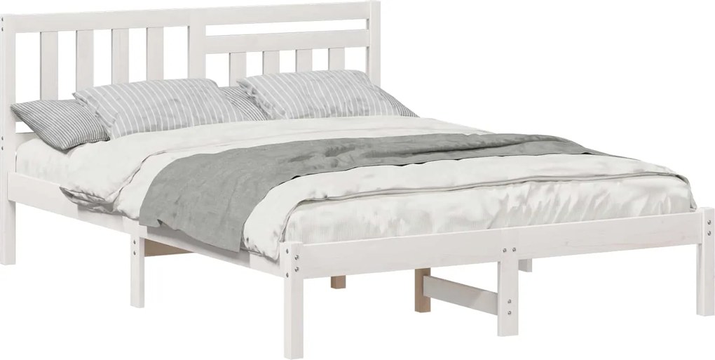 vidaXL Cadru de pat cu headboard Alb 120 x 200 cm Lemn de pin masiv