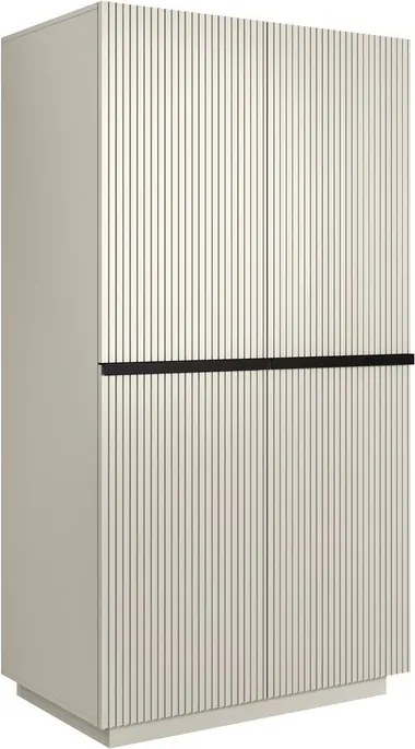 Dulap Nicole 100 cm cu față canelată și mânere metalice - cașmir / mânere negre