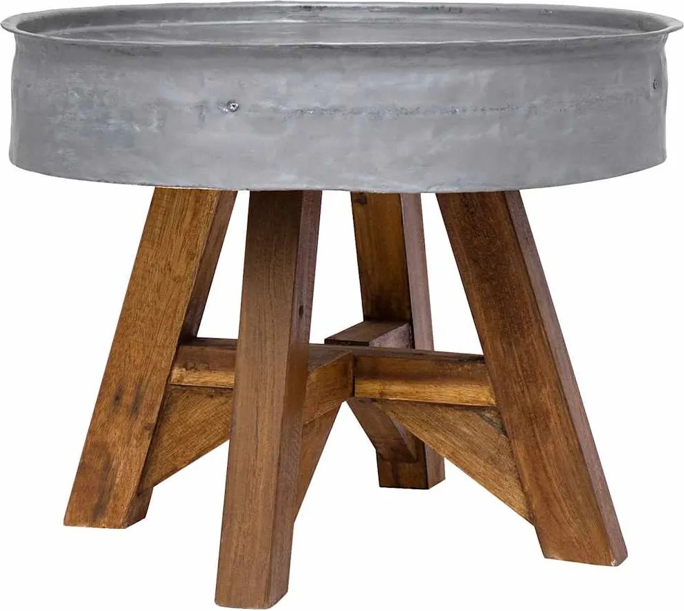 vidaXL Măsuță de cafea, argintiu, 60x45 cm, amestec lemn reciclat