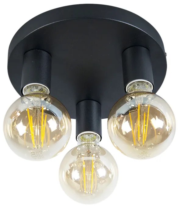 Plafoniera moderna inteligenta neagra cu 3 becuri WiFi G95 - Facil