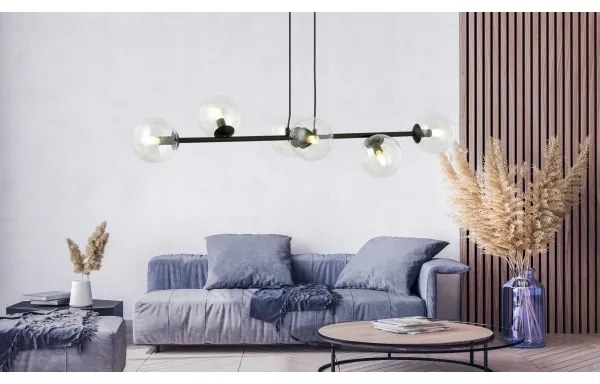 Lustră pe cablu ROSSI 6xE14/10W/230V negru/transparent