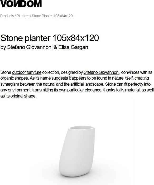 Ghiveci plante, flori design decorativ modern pentru amenajari interioare si exterioare, STONE PLANTER 55011R Vondom