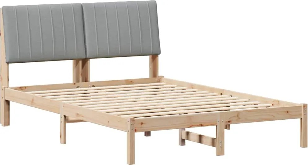 vidaXL Cadru de pat Gri deschis 140 x 190 cm Lemn de pin masiv