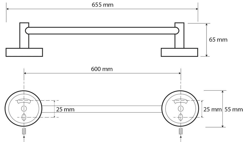 SAPHO XR410 X-Round E suport pentru prosoape 65 cm, argintiu