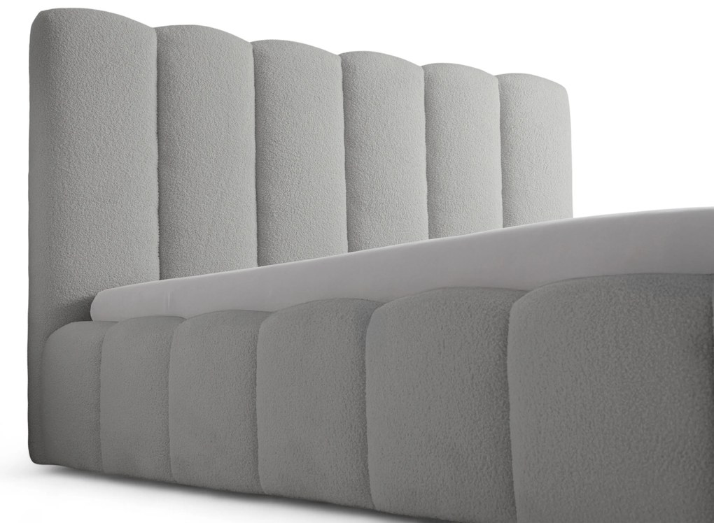 Pat tapițat Aura 180x200 cu spațiu depozitare - bouclé gri Quelle 83