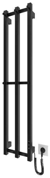 Radiator pentru baie HF SLIM 110W/230V 117x25 cm negru dreptunghiular