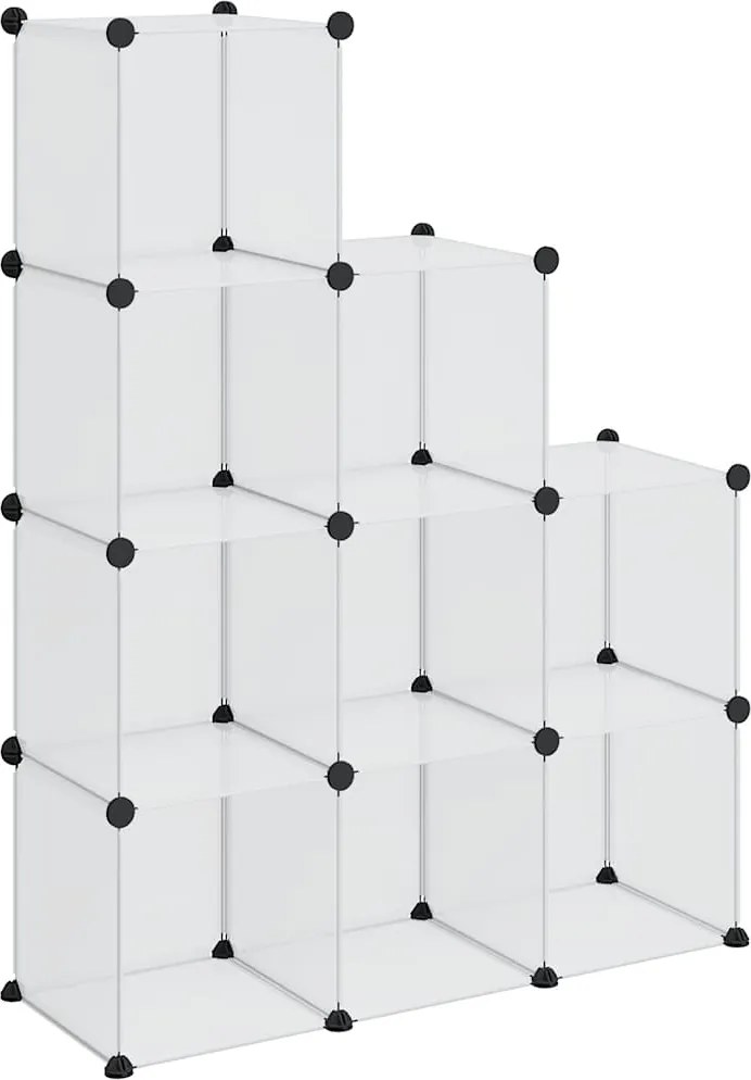 vidaXL Organizator cub de depozitare, 9 cuburi, transparent, PP