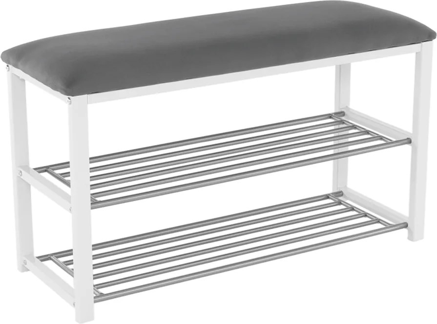 Bancă cu rafturi pantofi, gri/alb, LANGELLA NEW