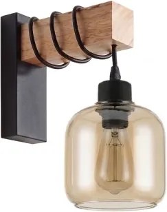 Brilagi - Aplică de perete WOOD GLASS 1xE27/60W/230V pin/negru/maro fumuriu