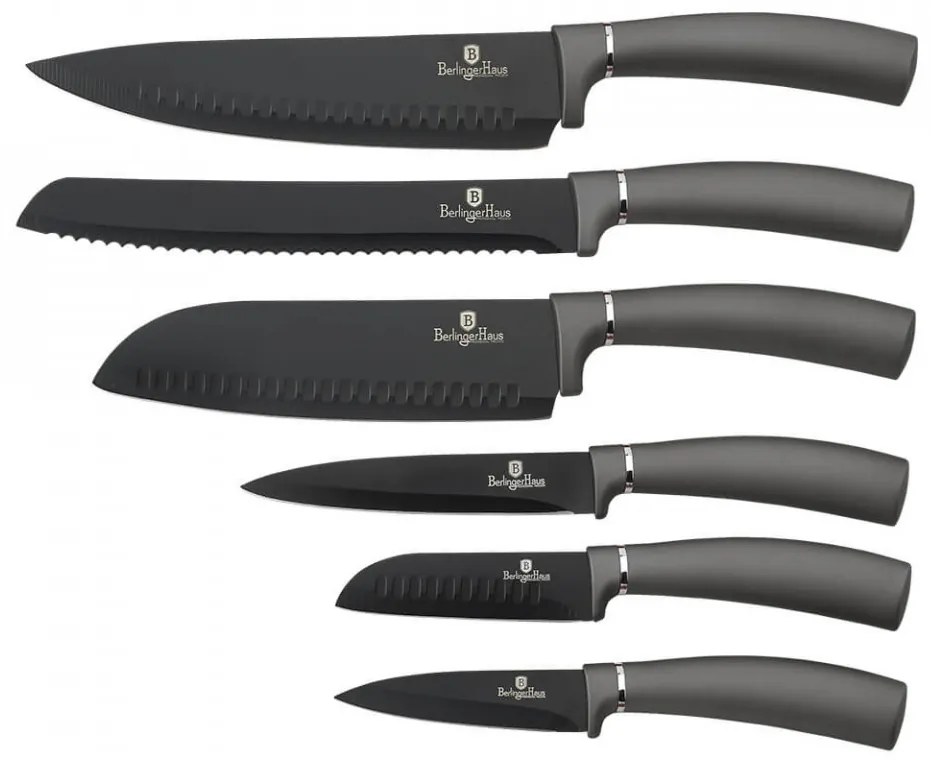 Set cutite otel inoxidabil (6 piese) Black Silver Collection Berlinger Haus BH 2544