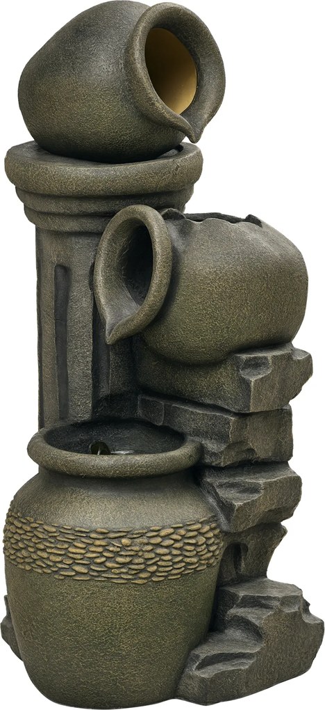 Outsunny Fântână arteziană, pompă reglabilă, rezistentă la intemperii, 25 cm x 24 cm x 60 cm, Gri | Aosom Romania