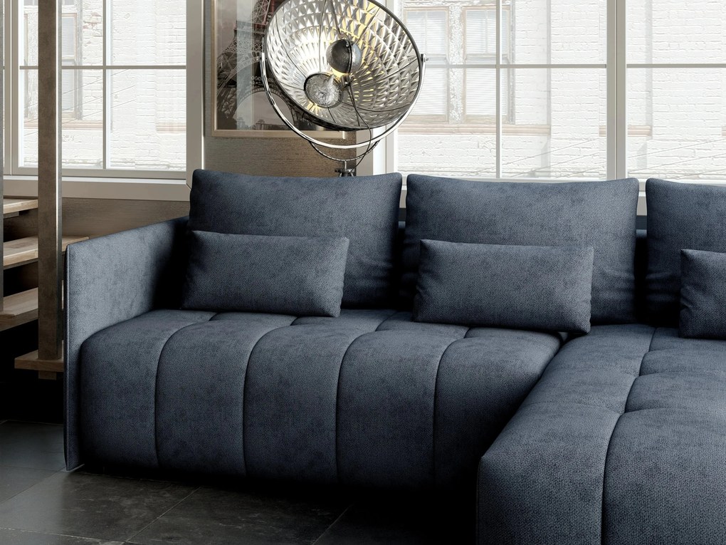 Colțar extensibil dumonde cu ladă de depozitare si sezut confortabil din spuma high-density, Malta Enjoy Antracit II 235x185 cm