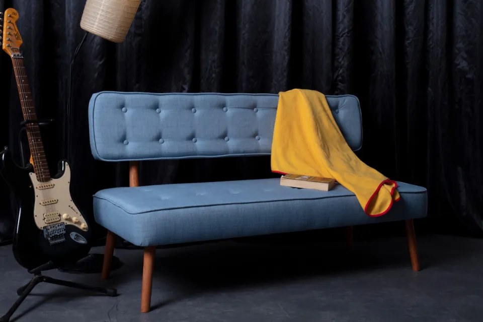 Canapea 2 Locuri, Lemn Solid, Westwood Loveseat, Albastru Indigo