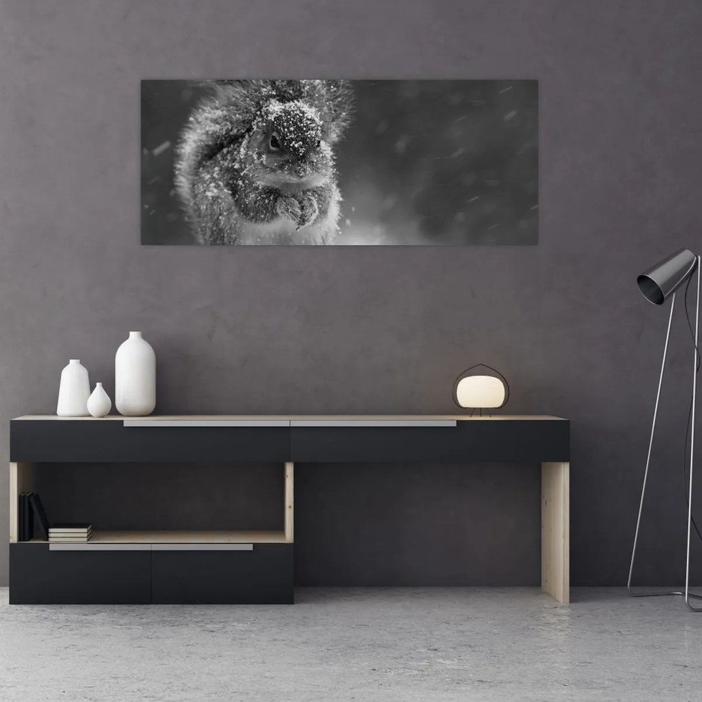 Tablou - Veveriță în timpul iernii (120x50 cm)