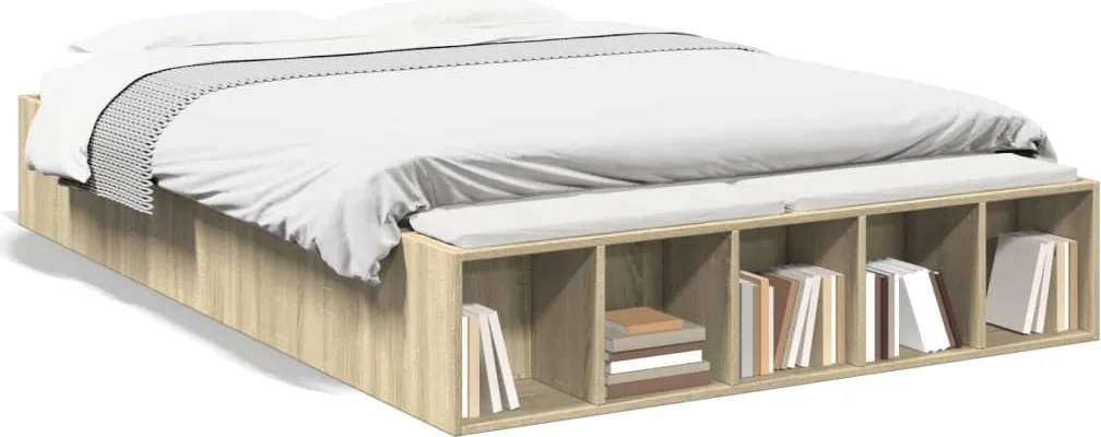 vidaXL Cadru de pat, stejar sonoma, 120x190 cm, lemn prelucrat
