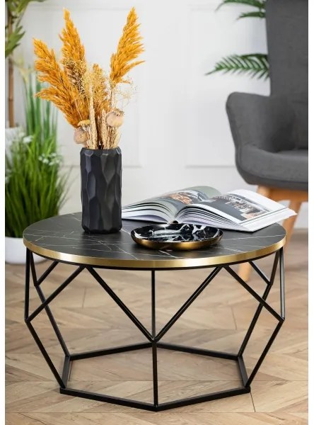 Măsuță de cafea DIAMOND 40x70 cm negru/auriu