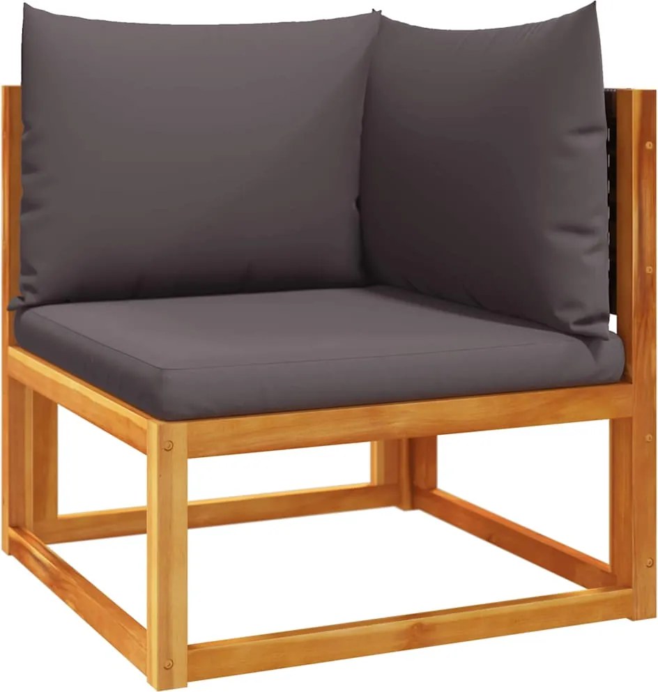 vidaXL Canapea de colț de grădină cu perne, lemn de salcâm și ratan