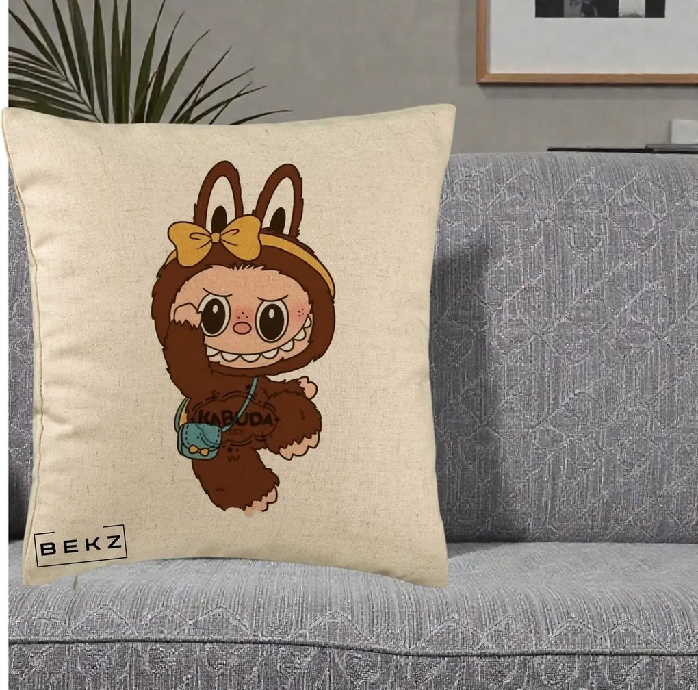 Perna Personalizata Kabuda Maro cu Funda Aurie, 40x40 cm, Bej, Husa Detasabila, Perna Inclusa, BEKZ®