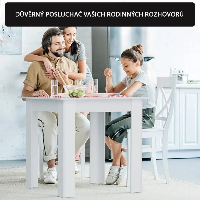 MIADOMODO masă de sufragerie pentru 4 persoane, albă, 80x80x