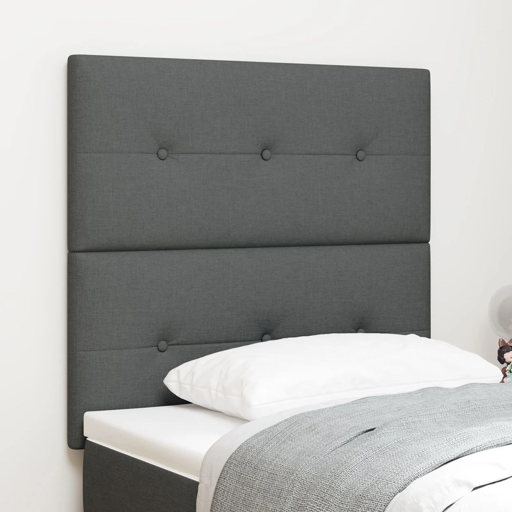 vidaXL Tăblie de pat capitonată cu nasturi, gri închis, 80 cm, textil