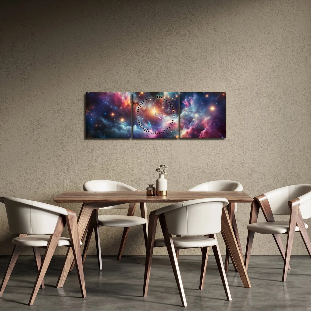 Tablou - Univers întunecat (cu ceas) (90x30 cm)